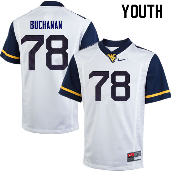 Youth #78 Daniel Buchanan West Virginia Mountaineers College Football Jerseys Sale-White - Click Image to Close